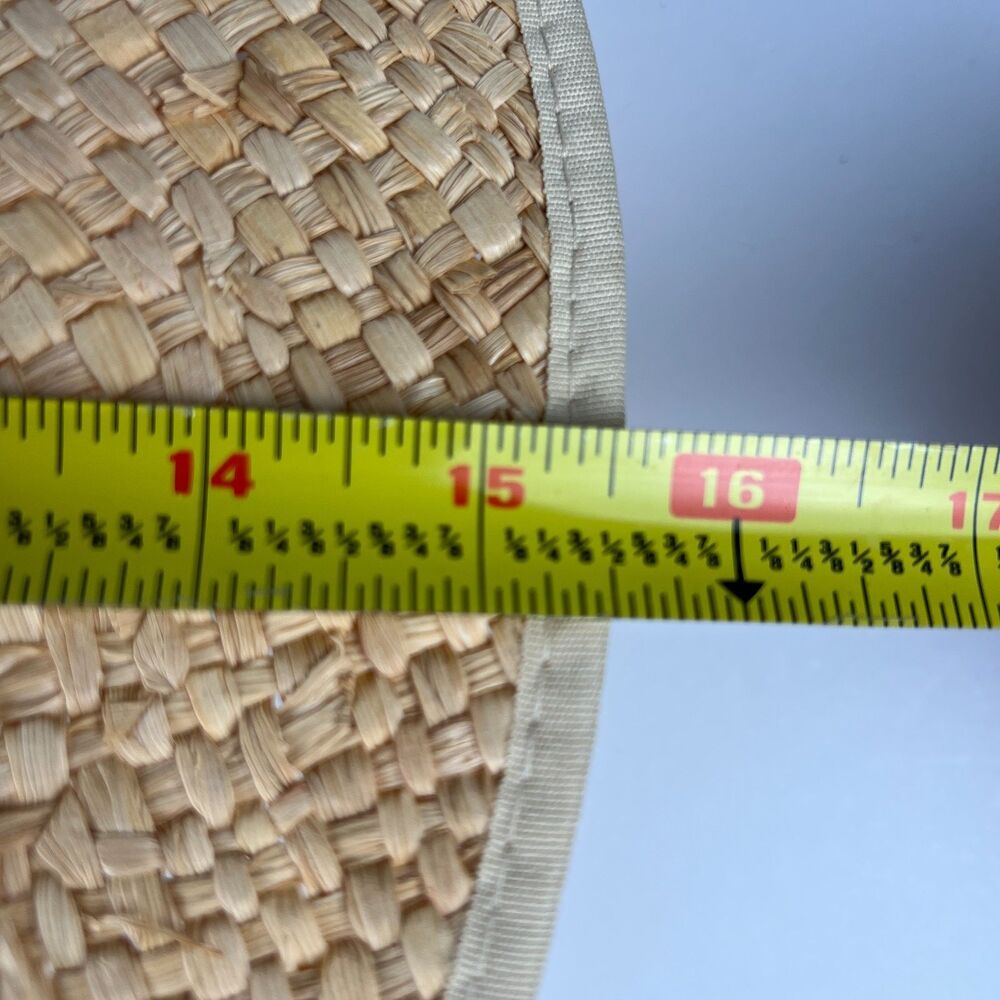 Natural Raffia Straw Sun Hat Wide Brim Bow Accent Beach Womens Cap Garden Sz 7 - Picture 8 of 11
